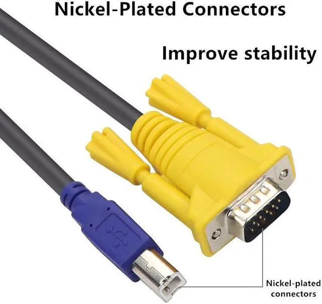 Alt view image 3 of 5 - 1.5M USB KVM 15 Pin Switch VGA Cable for USB 2.0 Type A To B 4Pin PC Computer Printer Monitor Adapter Converter