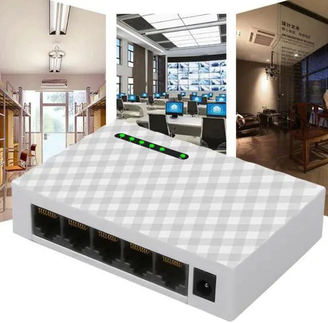 Alt view image 4 of 5 - 5-Port Desktop RJ45 Fast Lan Network Switch Gigabit Switch Ethernet 100/1000M Switching Hub Adapter Full/ Half Duplex Stackable