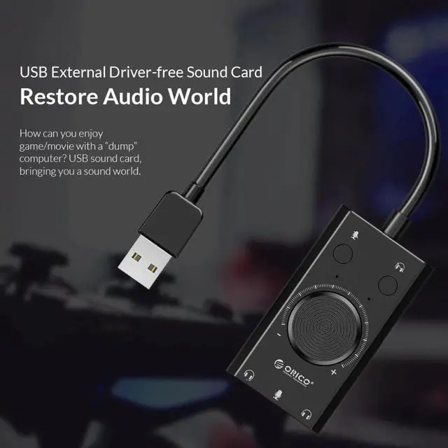 Alt view image 3 of 5 - Portable USB External Sound Card With 3.5mm Audio Interface Microphone Earphone 4PIN Headset Port Adapter for Windows Mac