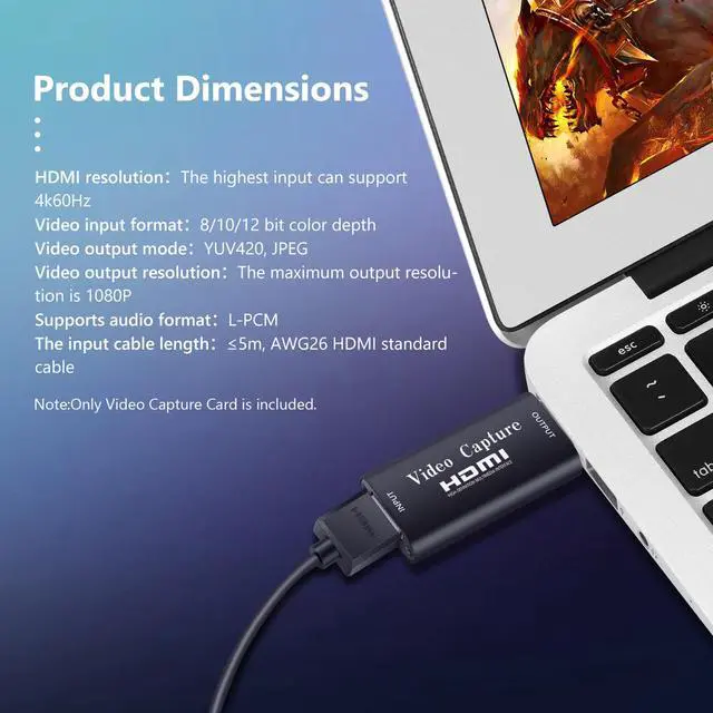 Alt view image 5 of 5 - Audio Video Capture Card  to USB 1080p USB2.0 Record via DSLR Camcorder Action Cam for High Definition Acquisition