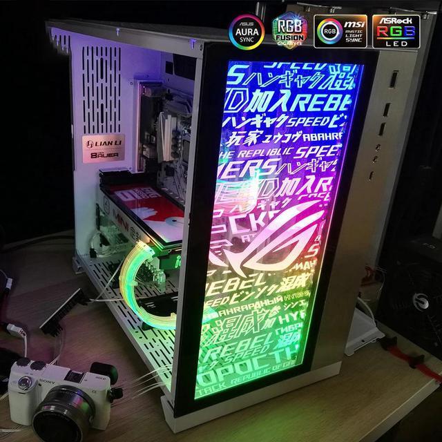 Alt view image 3 of 5 - RGB Panel 3D Lighting PC Case Transperant Stereo Decoration VGA Backplate A-RGB 12V/5V AURA SYNC Water cooler Custom