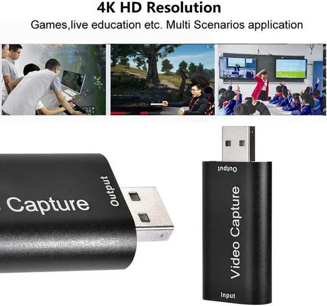 Alt view image 4 of 5 - 4K To USB 2.0 3.0 Video Capture Card Video Recording Box PC Game Live Streaming Video Recorder Mic In Audio Out