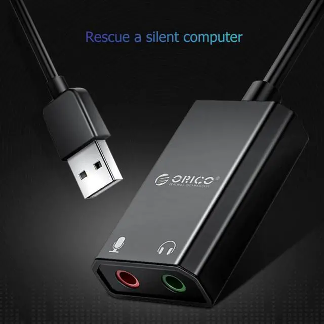Alt view image 4 of 5 - Portable USB External Sound Card USB to 3.5mm Headset Mic Earphone 2 in 1 Microphone Earphone Adapter for PC  Drive