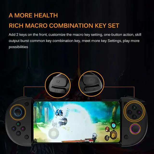 Alt view image 3 of 5 - Game Controller with Type c fast charging +Telescope phone holder Portable game handle joystick Sensitive buttons design
