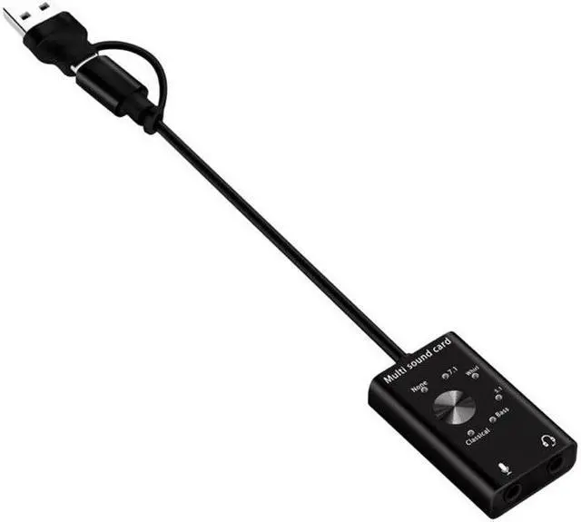 Alt view image 4 of 5 - USB 7.1 Sound Card External USB to Earphone/Microphone Interface Sound Card for Windows/Mac/Linux