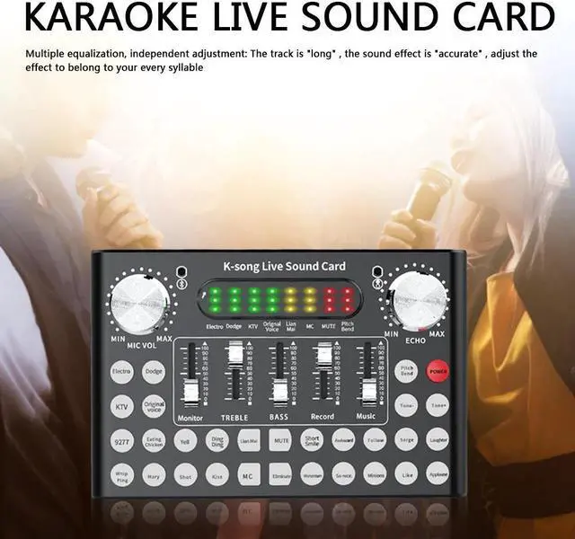 Alt view image 4 of 5 - Bluetooth Webcast Sound Card 18 Sound Headset Microphone Live Streamer Broadcast Audio Card for Computer PC Mobile Phone