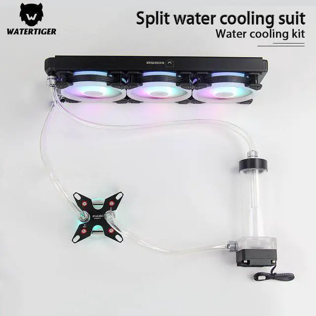 Alt view image 4 of 5 - custom desktop computer split CPU water cooling hose set graphics card water cooling radiator RGB lamp