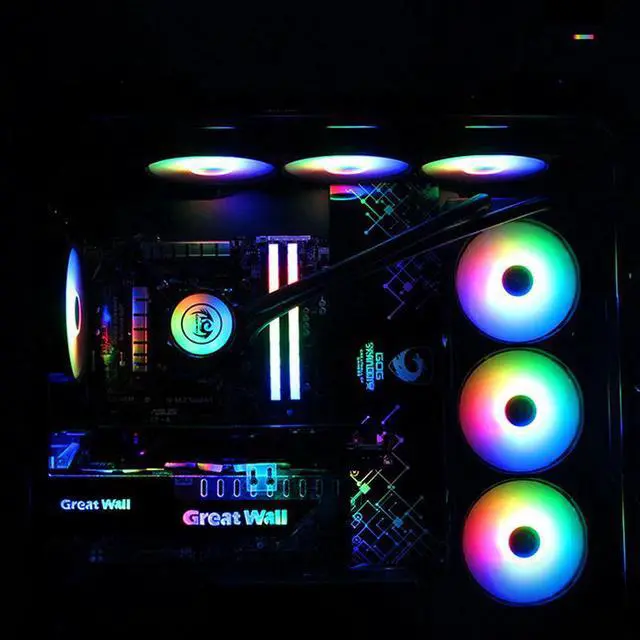 Alt view image 2 of 5 - PC Case ARGB Fan Cooler Kit Aura Sync Cooling Fan 120mm Mute 4pin Hub Computer Case RGB Fan Cooling CPU Cooler For PC