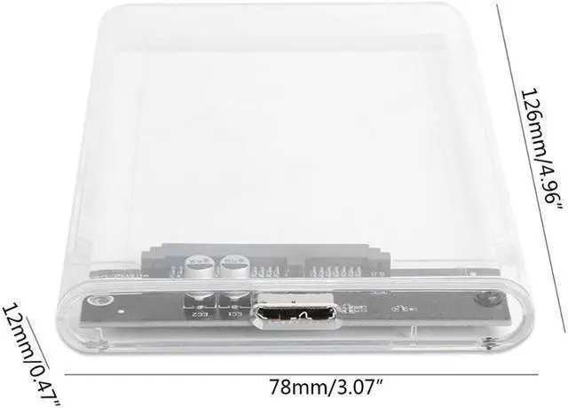 Alt view image 3 of 5 - 2.5" HDD Enclosure SATA to USB3 Portable Clear Hard Drive Disk SSD Supports UASP SATA III Tool-Free Design