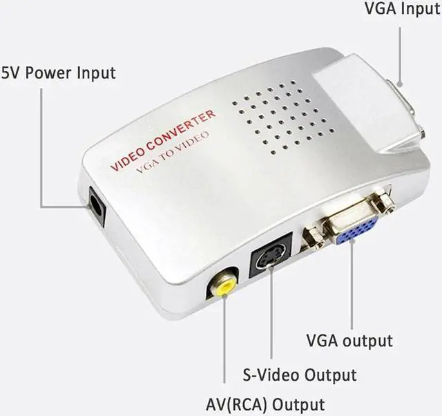 Alt view image 5 of 5 - Converter Box VGA to TV AV RCA Signal Adapter Converter Video Switch Box Composite Supports NTSC PAL for Computer