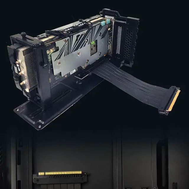 Alt view image 3 of 5 - Anti-interference Accessories Mount DIY Unassembled GPU VGA Computer Case With 7 Slots Cable Vertical PCI-E Bracket