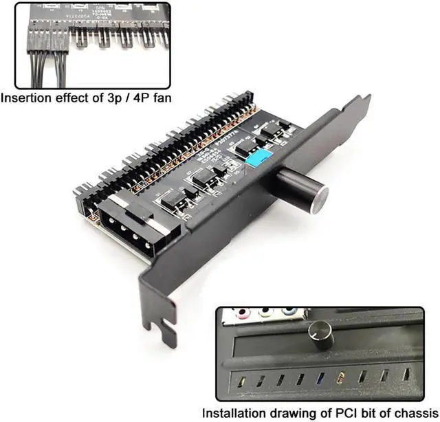 Alt view image 4 of 5 - 12V Adapter 1 To 3 8 Way Knob Speed Controller Cooling Fan Hub 4Pin 3Pin Universal Practical 4D SATA Power Supply PC Case