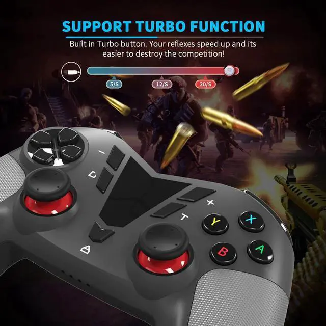 Alt view image 5 of 5 - Pro Game Controller for Nintendo Switch Bluetooth Switch Gamepad Supports 6-Axis Gyroscope 3 Gears Vibration