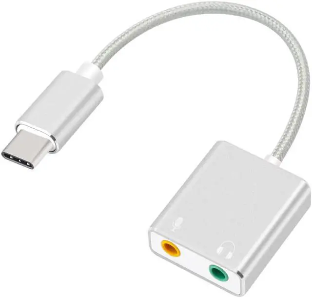 Alt view image 2 of 5 - Type C Type-C External Sound Card Adapter Audio Card -C to Jack 3.5mm Earphone Micphone for Laptop Macbook Pro