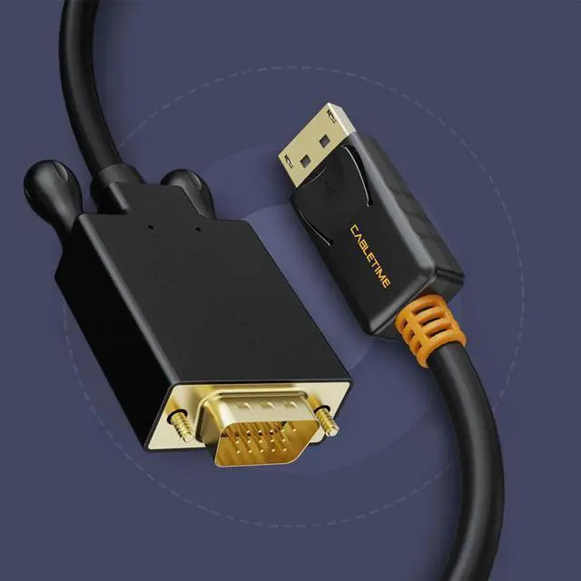 Alt view image 3 of 5 - DisplayPort DP To VGA Cable Display port To VGA Converter Displayport Cable Gold for Projector laptop iMac HDTV C075