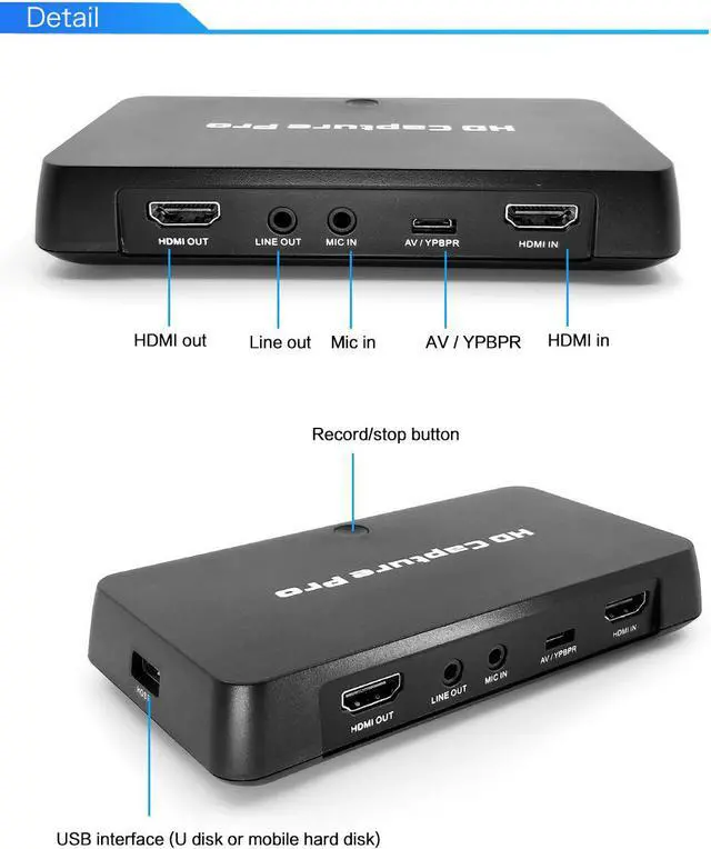 Alt view image 3 of 5 - 295 1080P HD Video Game Capture OBS Live  Recorder USB 2.0 Playback Capture Cards For Xbox 360 Xbox One PS4 Set-Top Box