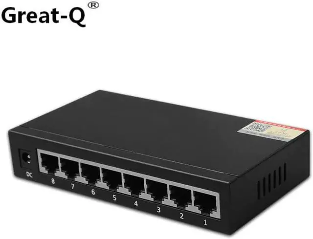 Main image of -Q  High quality 1000Mbps 8 Port portas Mini Ethernet Switch Desktop RJ45 Network Adapter with Metal shell EU/US plug