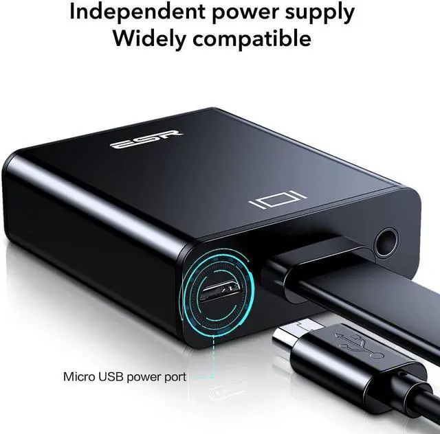 Alt view image 5 of 5 - HDMI TO VGA Adapter Audio Cable HDMI Splitter to VGA Converter Digital HD 1080P HDMI Cable Adapter to Xbox PS4 PC Laptop TV
