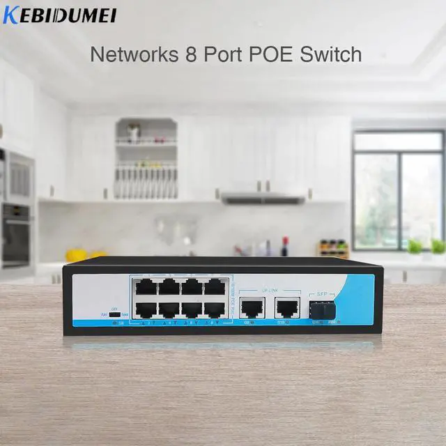 Alt view image 3 of 5 - 10/100/1000M 8 Ports RJ45 Ethernet Networks POE Switch 2ch Uplink Switch 1 channel Gigabit Switch with SFP Slot