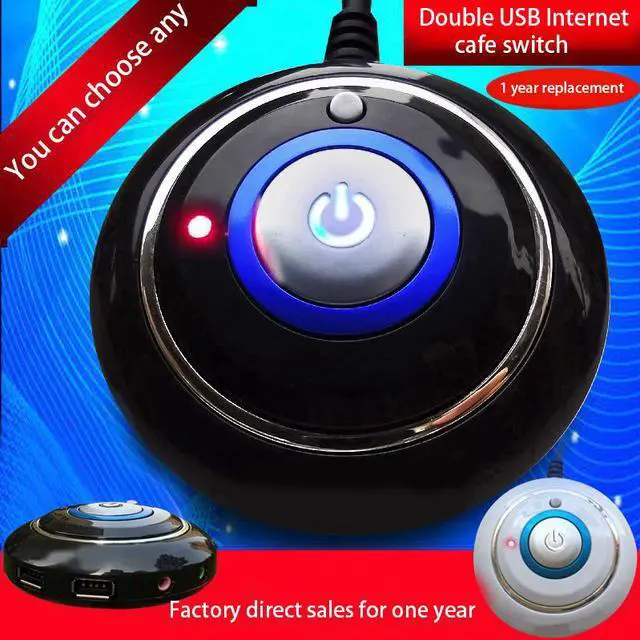 Main image of Power Switch For Desktop Computer On/Off Reset Hdd Push Round Big Button Switch Dual USB Port Button Switch Smart Switchs