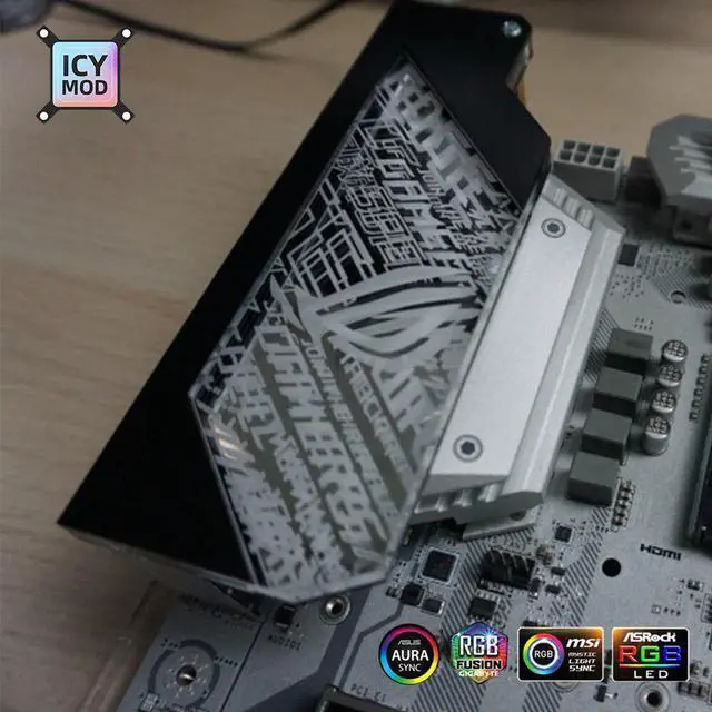 Alt view image 5 of 5 - Motherboard IO Lighting Panel Customizable MOBO Decoration 5V/12V Customize Mainboard Mirror Panel AURA Water Cooler Custom