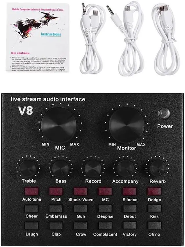 Alt view image 2 of 5 - Sound Card Audio Set Interface External USB Live Microphone Sound Card  Function for PC Mobile Phone Sing