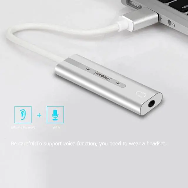 Alt view image 4 of 5 - 2 in 1 External Sound Card USB to 3.5mm Jack 7.1 Channel 3D Audio Headset Microphone Adapter for Computer