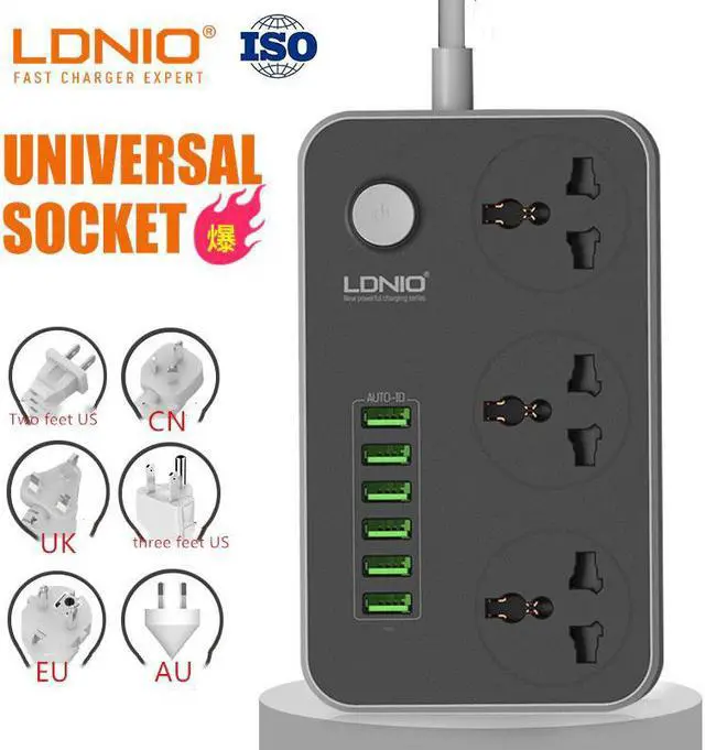 Main image of EU/US  Power Strip Switch 2M Cable Universal Outlets 6 USB 3 Sockets Standard Plug Electrical Extension Cord Socket Network