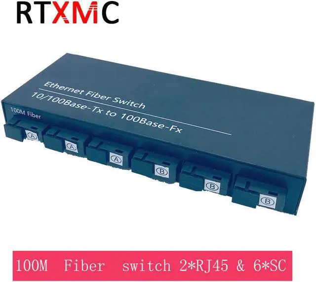 Alt view image 3 of 5 - 10/100M Fast Ethernet switch Convert 25KM Fiber Optical Media Converter Single Mode 2*RJ45 & 6*SC 3A3B fast fiber Switch 6 ports
