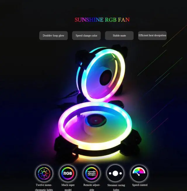 Alt view image 2 of 5 - 120mm PC Computer Case Fan Cooling Cooler 6PIN Adjustable RGB Led 12V Mute Ventilador PWM RGB Case Fans Adjust Speed Aura Sync