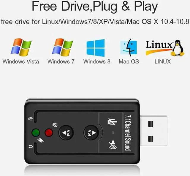 Alt view image 2 of 5 - Sound Card 7.1 Channel External Sound Card to Jack 3.5mm Headphone Audio Adapter Micphone Sound Card For Mac Android