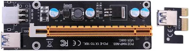 Alt view image 4 of 5 - Quality 60cm USB3.0 PCI-E Express1x Extender PCIe Riser Card Adapter SATA 15 Pin-6Pin Power Cable for Bitcoin Mining Machine
