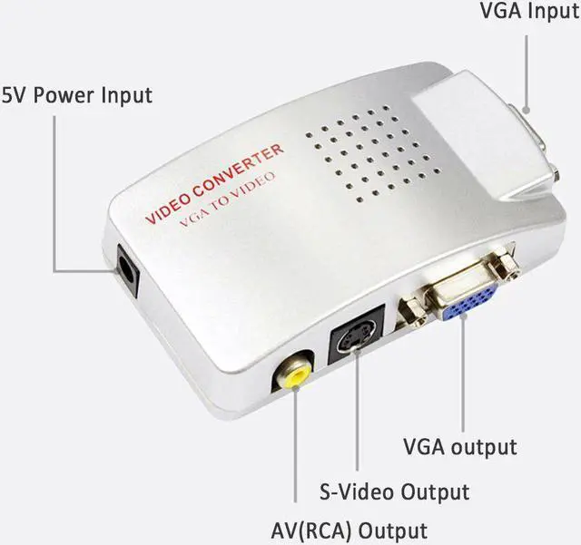 Alt view image 5 of 5 - to RCA Switch Box, PC to TV AV Monitor Composite S Video Converter Adapter