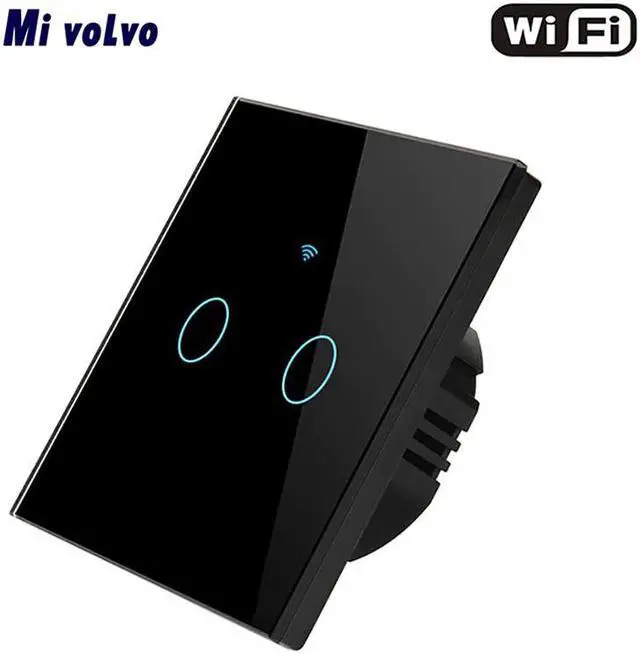 Alt view image 3 of 4 - Smart touch switch WIFI network APP remote control EU standard 1/2/3gang tempered glass panel wall sticker light switch