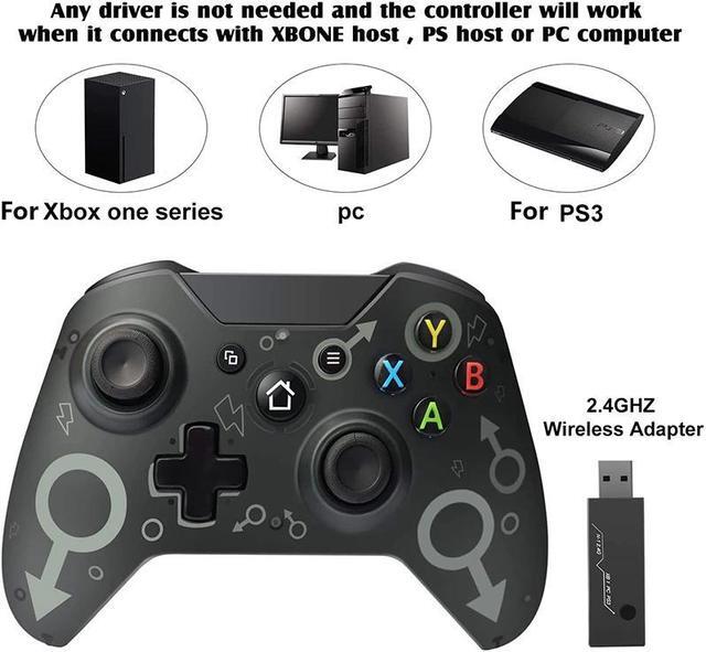 Alt view image 3 of 5 - Stock For Xbox One Wireless Controller 2.4GHZ Wireless Adapter Gamepad For Xbox One/One S/One X/Ps3/Wdows/pc Games