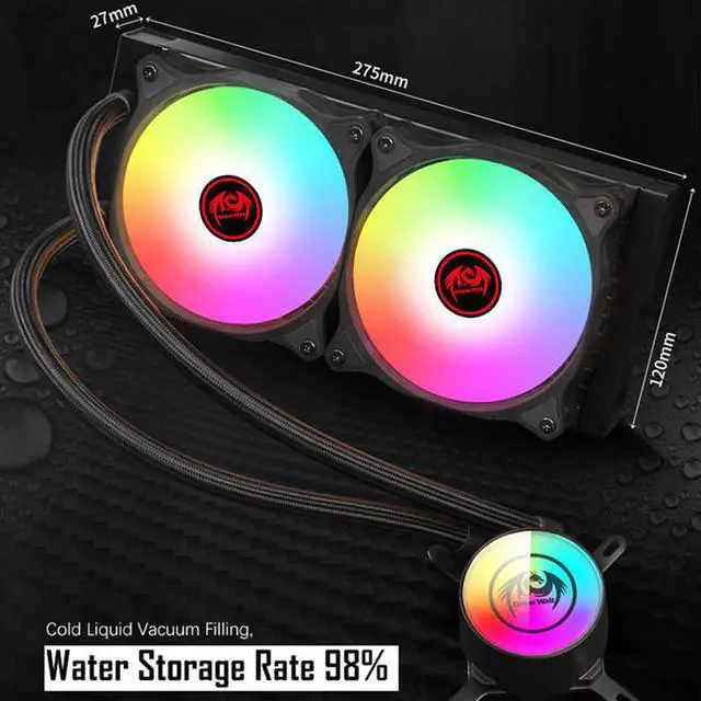 Alt view image 4 of 5 - RGB Water Cooler CPU Cooling Fan 240mm PWM 4Pin Radiator Computer Heatsink For 2011 2066 AM4 Water Cooling ARGB