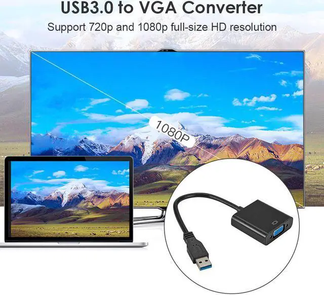Alt view image 3 of 5 - 3.0 to VGA Video Display Adapter 1080P Multi-Display External Converter Cable for Laptop PC Monitor Projector Windows 7/8