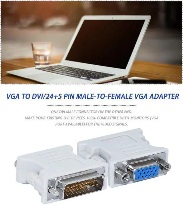 Alt view image 2 of 5 - DVI-I to VGA Adapter,90 Degree DVI 24+5 29Pin Male to VGA 15 Pin Female Converter Connecter Adapter for Laptop