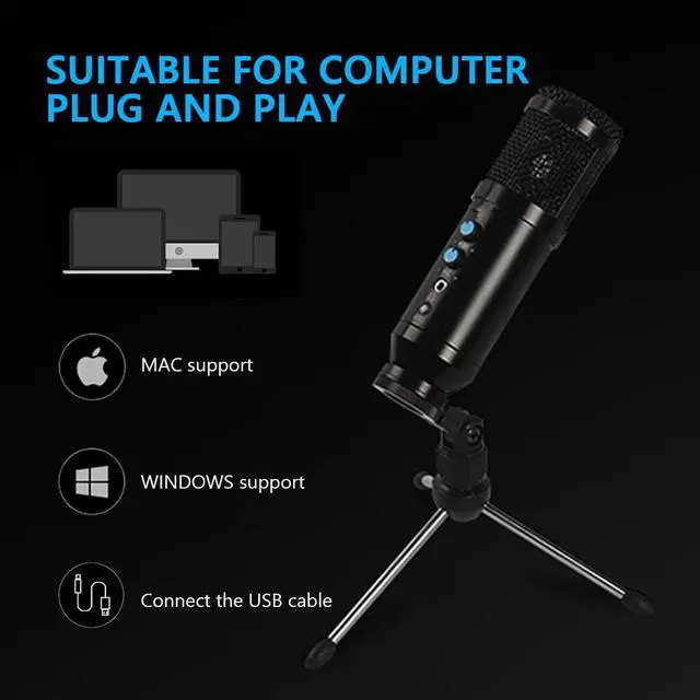 Alt view image 5 of 5 - Condenser Microphone Sound Recording for Mac Laptop and Computers Radio Braodcasting Singing Recording KTV Karaoke Mic