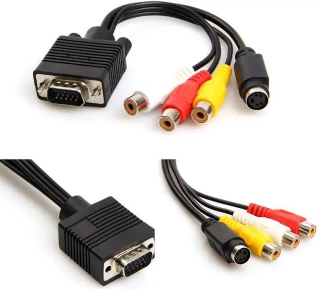 Alt view image 4 of 5 - Male to S-Video 3 RCA Jack Female Composite AV TV Out Adapter Converter Connector Video Cable for Laptop PC HDTV