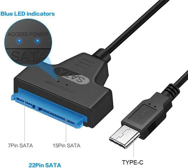 Alt view image 2 of 5 - 22 Pin USB 3.0 Sata Cable for 2.5-inch SSD SATA 3 Cable Sata to USB 3.0 Adapter Up to 6 Gbps Support for External HDD Hard Drive