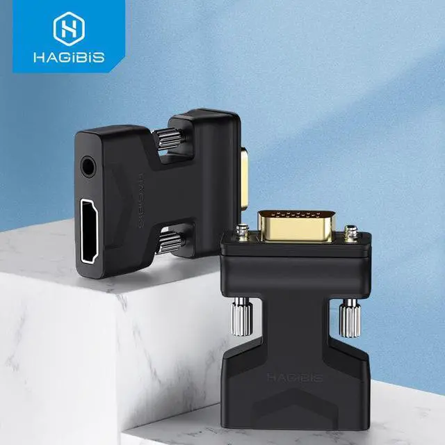 Alt view image 2 of 5 - HDMI to VGA Adapter with Audio port Female video Converter 3.5mm jack 1080P for PS4 Laptop PC TV Box Monitor Projector
