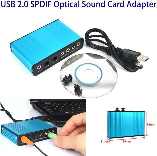 Alt view image 2 of 5 - Sound Card 6 Channel 5.1 / 7.1 Surround Optical External Audio Card Converter CM6206 Chipset for Laptop Desktop