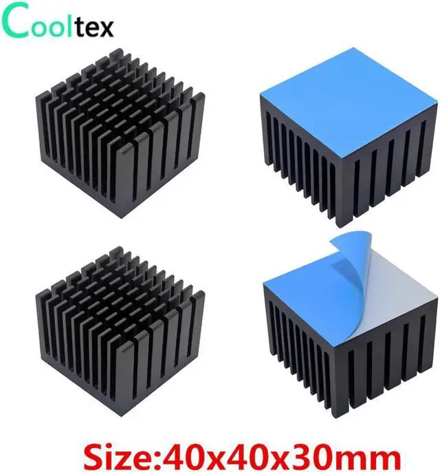 Main image of 5pcs Aluminum Heatsink 40x40x30mm Heat Sink Radiator Cooling for Electronic Chip LED With Thermal Conductive double sided Tape