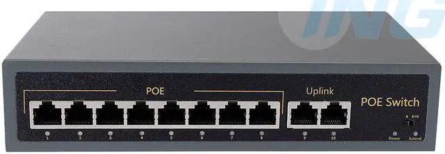 Alt view image 4 of 4 - 8-Port 10/100M + 2-Port 10/100/1000M IEEE802.3af 120W 48V POE Switch Power over Ethernet For IP Camera System Network Switch