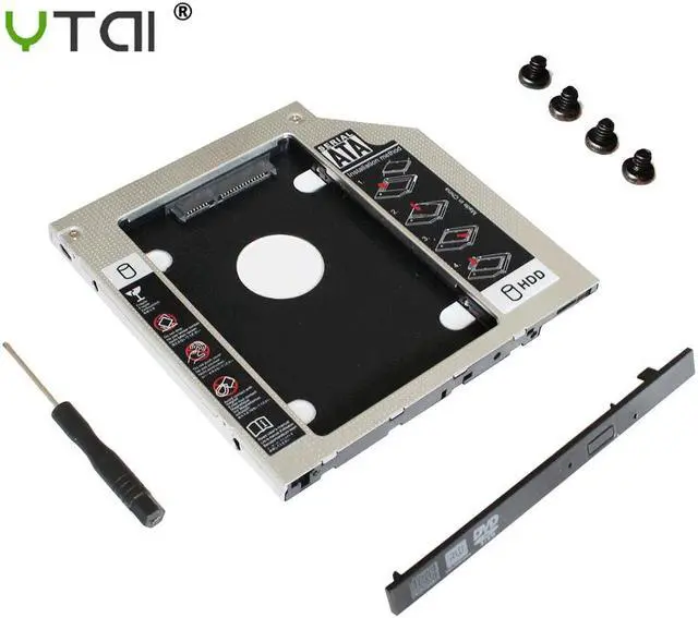 Alt view image 2 of 5 - Optibay 9.5mm SATA 3.0 2nd HDD Caddy SSD CD DVD Case Enclosure caddy Sledding for laptop 13" 15" 17" SuperDrive