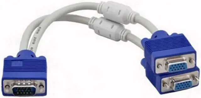 Alt view image 2 of 2 - host connected to two monitors VGA -point two-wire computer display distributor VGA crossover cable