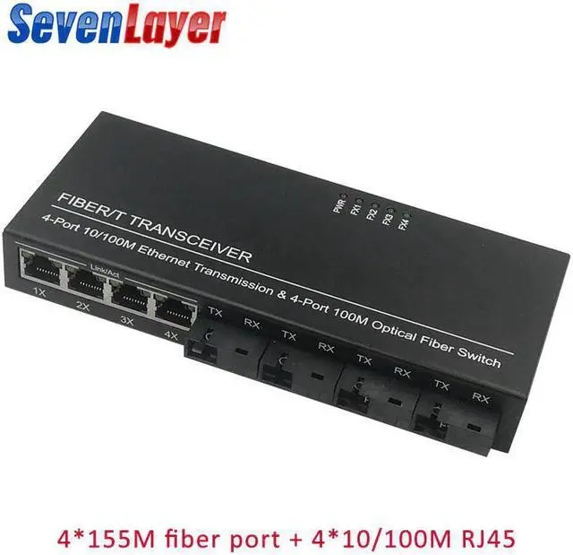 Main image of Fiber switch 4 RJ45 4 SC Optical Media Converter Single Mode fiber Port 10/100M