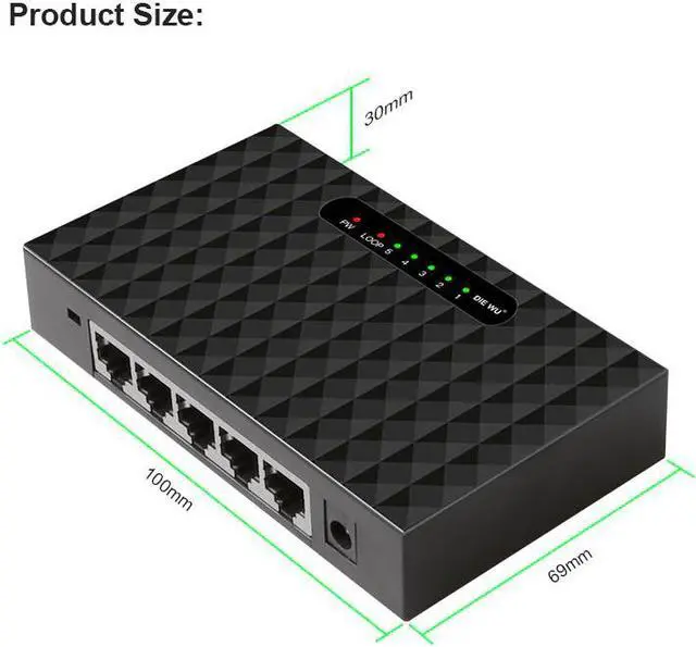 Alt view image 3 of 5 - 5 Port Gigabit Network Switchs Desktop Switch 10/100/1000Mbps Fast Ethernet Network Switch LAN Full/Half duplex Exchange
