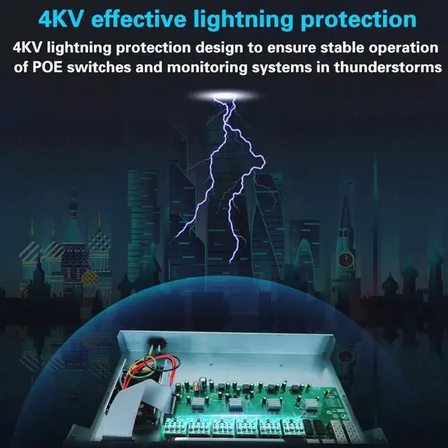 Alt view image 4 of 5 - 16 Port POE Ethernet Network Switch+2 Port Gigabit Uplink Fast Switch with Metal Shell For CCTV IP Monitoring Camera Power  250M